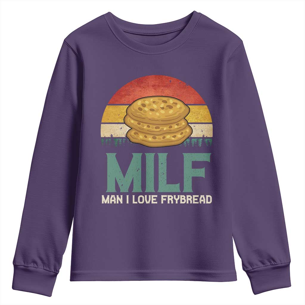Funny MILF Man I Love Frybread Youth Sweatshirt Vintage Retro Sunset Native American Food - Wonder Print Shop