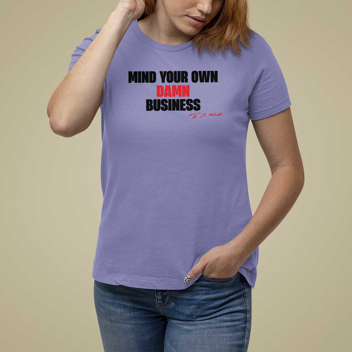 Funny Walz T Shirt For Women Mind Your Own Damn Business Signature - Wonder Print Shop