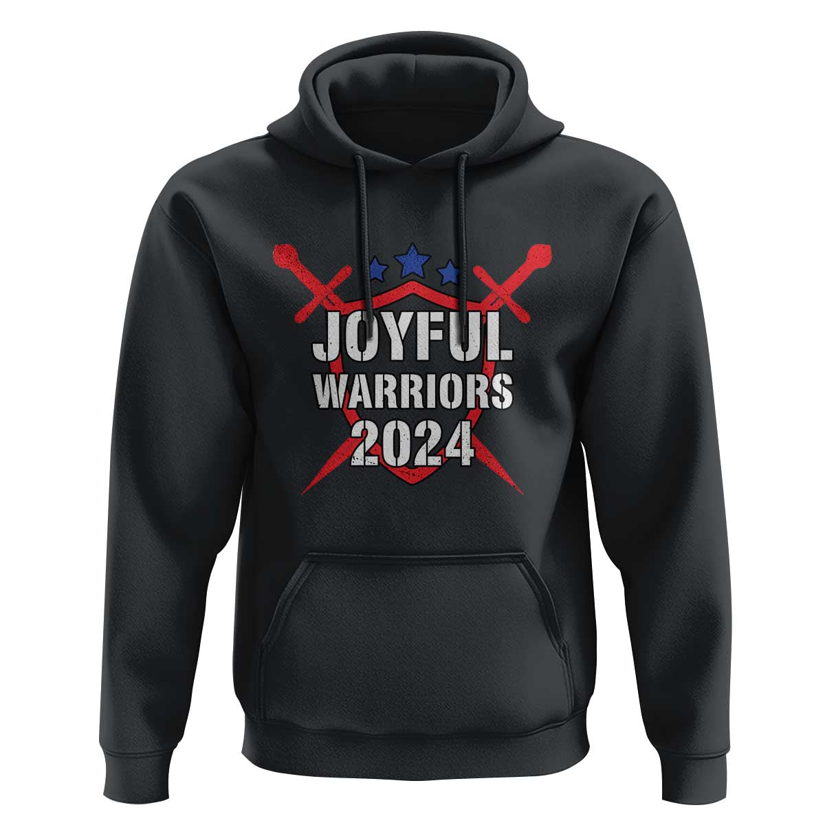 Harris Walz 2024 Hoodie Joyful Warriors Vintage Sword Shield - Wonder Print Shop