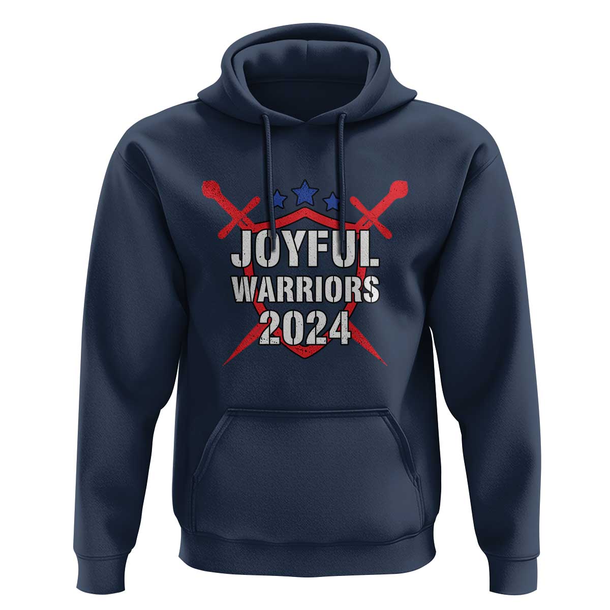 Harris Walz 2024 Hoodie Joyful Warriors Vintage Sword Shield - Wonder Print Shop