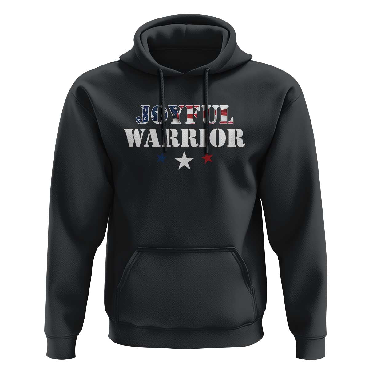 Harris Walz 2024 Hoodie Joyful Warrior American Flag Political Stars - Wonder Print Shop