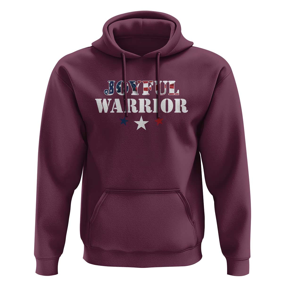 Harris Walz 2024 Hoodie Joyful Warrior American Flag Political Stars - Wonder Print Shop