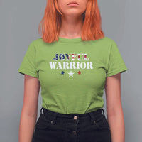 Harris Walz 2024 T Shirt For Women Joyful Warrior American Flag Political Stars - Wonder Print Shop