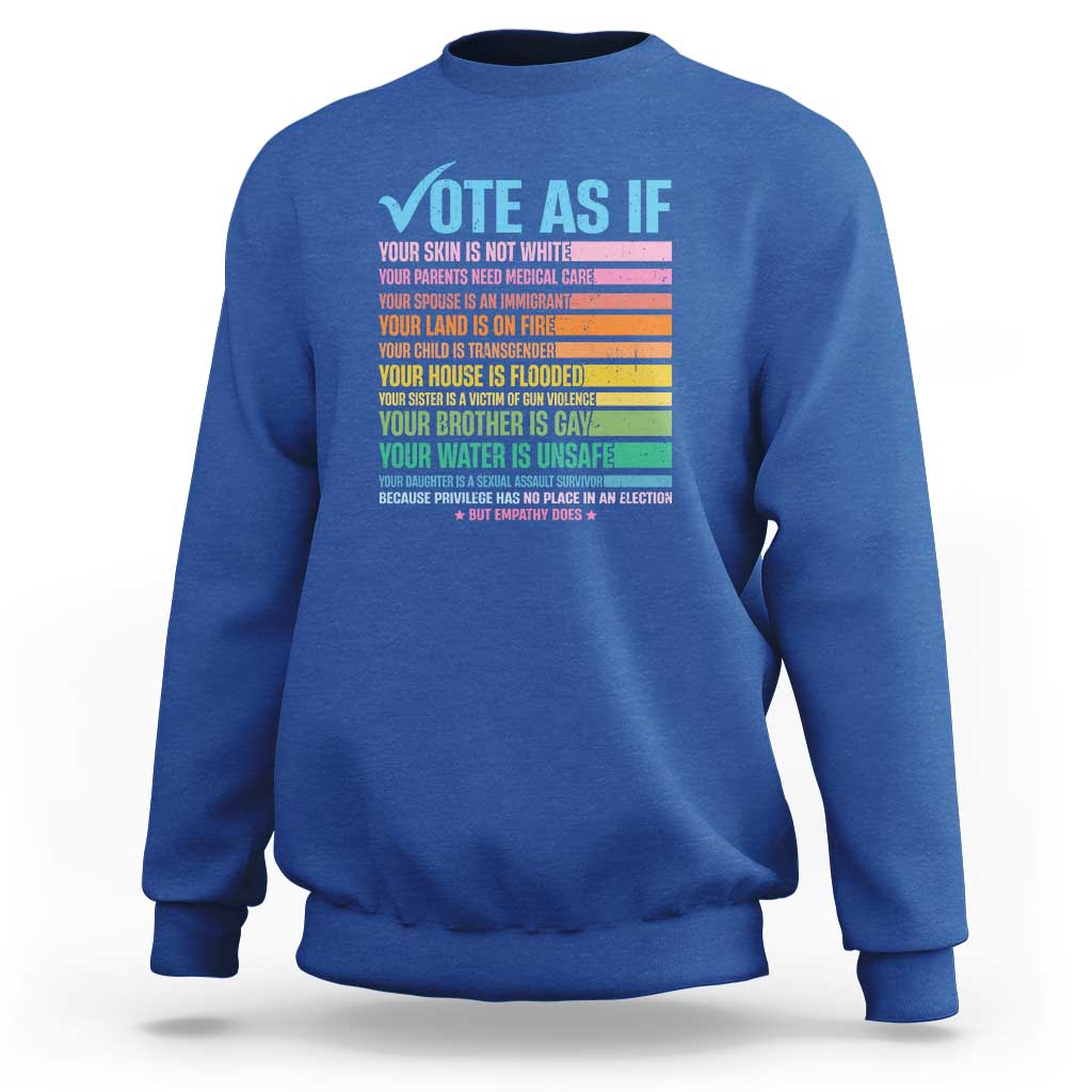 Vote For Human's Rights Sweatshirt Vote As If Your Skin Is Not White Your Parents Need Medical Care - Wonder Print Shop