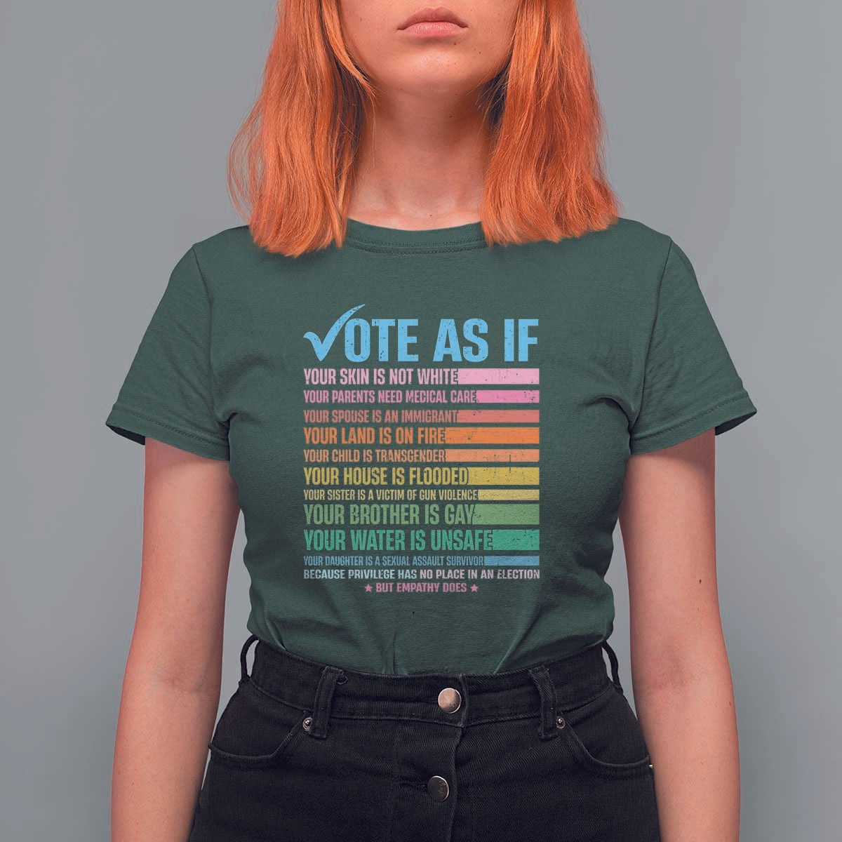 Vote For Human's Rights T Shirt For Women Vote As If Your Skin Is Not White Your Parents Need Medical Care - Wonder Print Shop