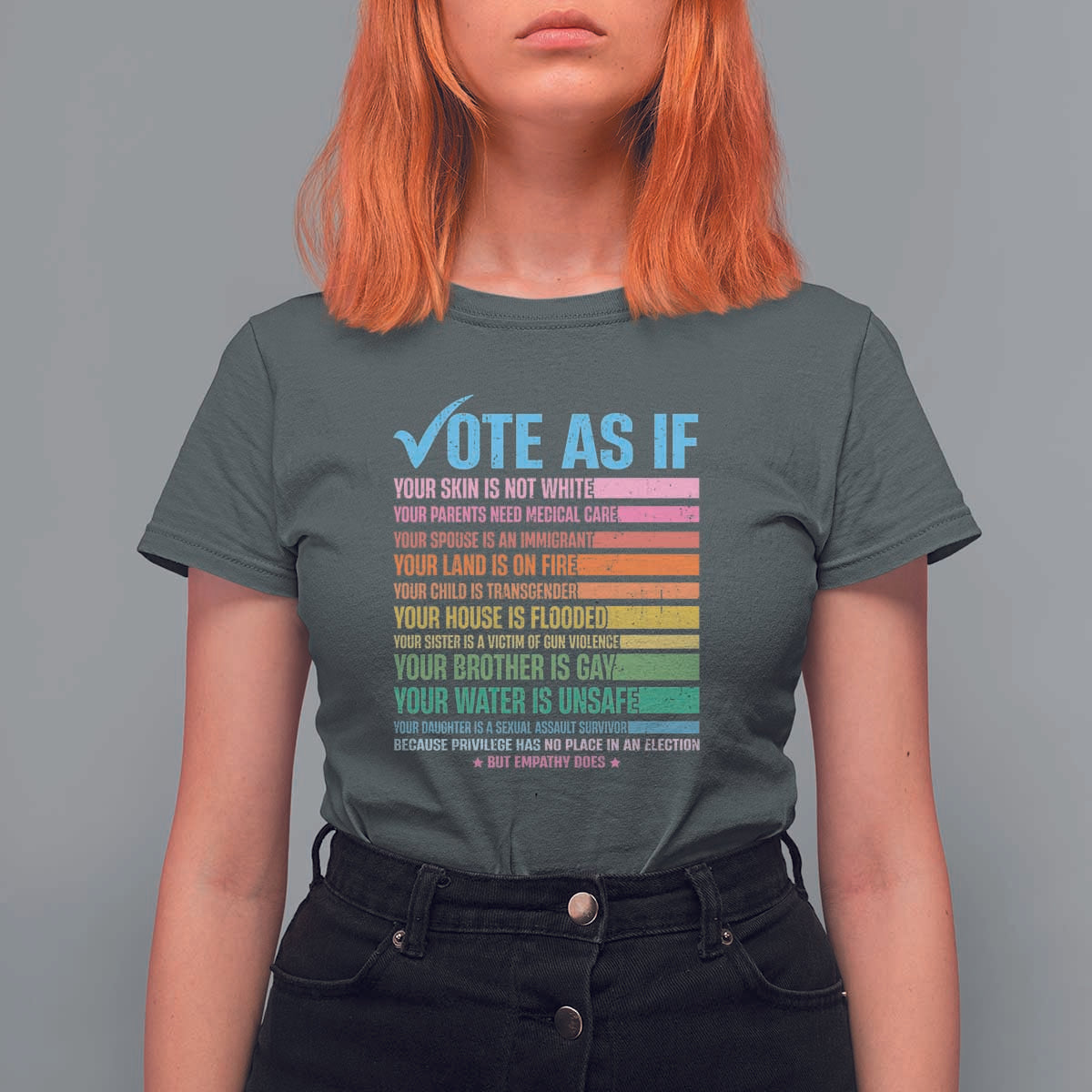 Vote For Human's Rights T Shirt For Women Vote As If Your Skin Is Not White Your Parents Need Medical Care - Wonder Print Shop