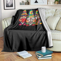 Three Hippie Gnomes Peace Retro Tie Dye Flower Throw Blanket - Wonder Print Shop