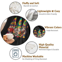 Three Hippie Gnomes Peace Retro Tie Dye Flower Throw Blanket - Wonder Print Shop