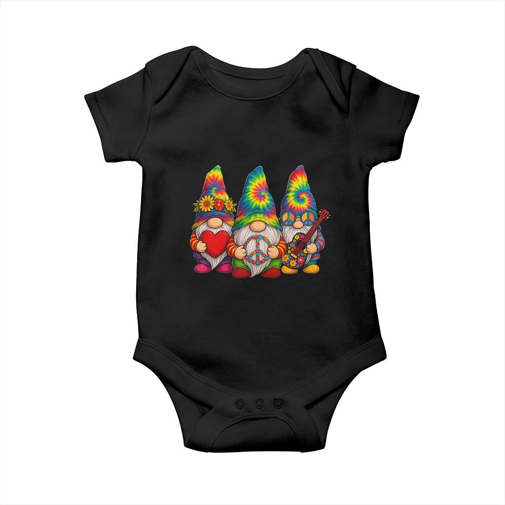 Three Hippie Gnomes Peace Retro Tie Dye Flower Baby Onesie - Wonder Print Shop