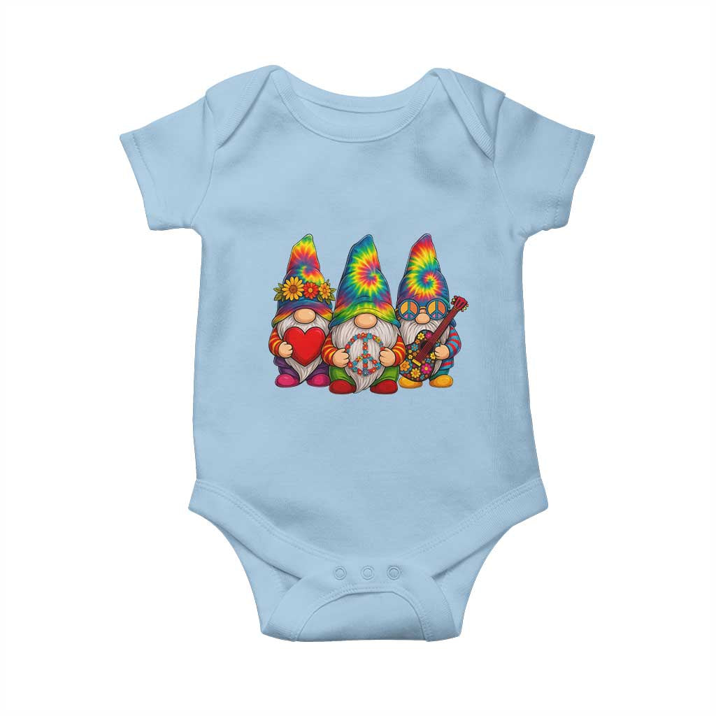 Three Hippie Gnomes Peace Retro Tie Dye Flower Baby Onesie - Wonder Print Shop