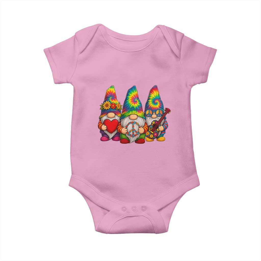 Three Hippie Gnomes Peace Retro Tie Dye Flower Baby Onesie - Wonder Print Shop