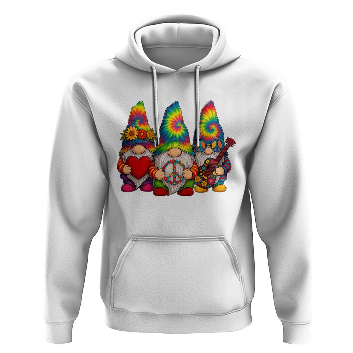 Three Hippie Gnomes Peace Retro Tie Dye Flower Hoodie - Wonder Print Shop