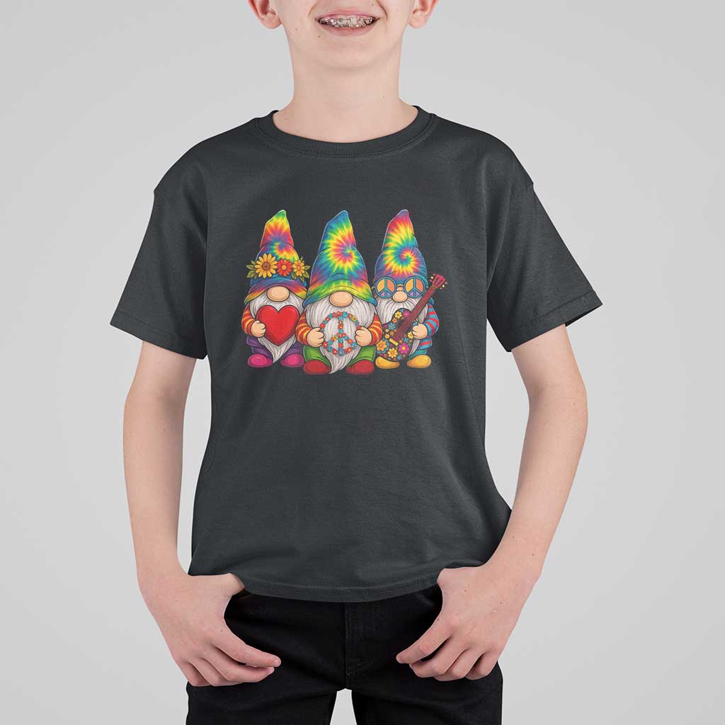 Three Hippie Gnomes Peace Retro Tie Dye Flower T Shirt For Kid - Wonder Print Shop