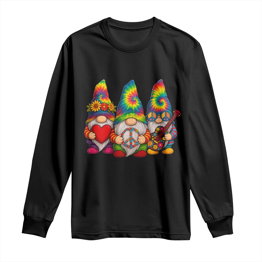 Three Hippie Gnomes Peace Retro Tie Dye Flower Long Sleeve Shirt - Wonder Print Shop