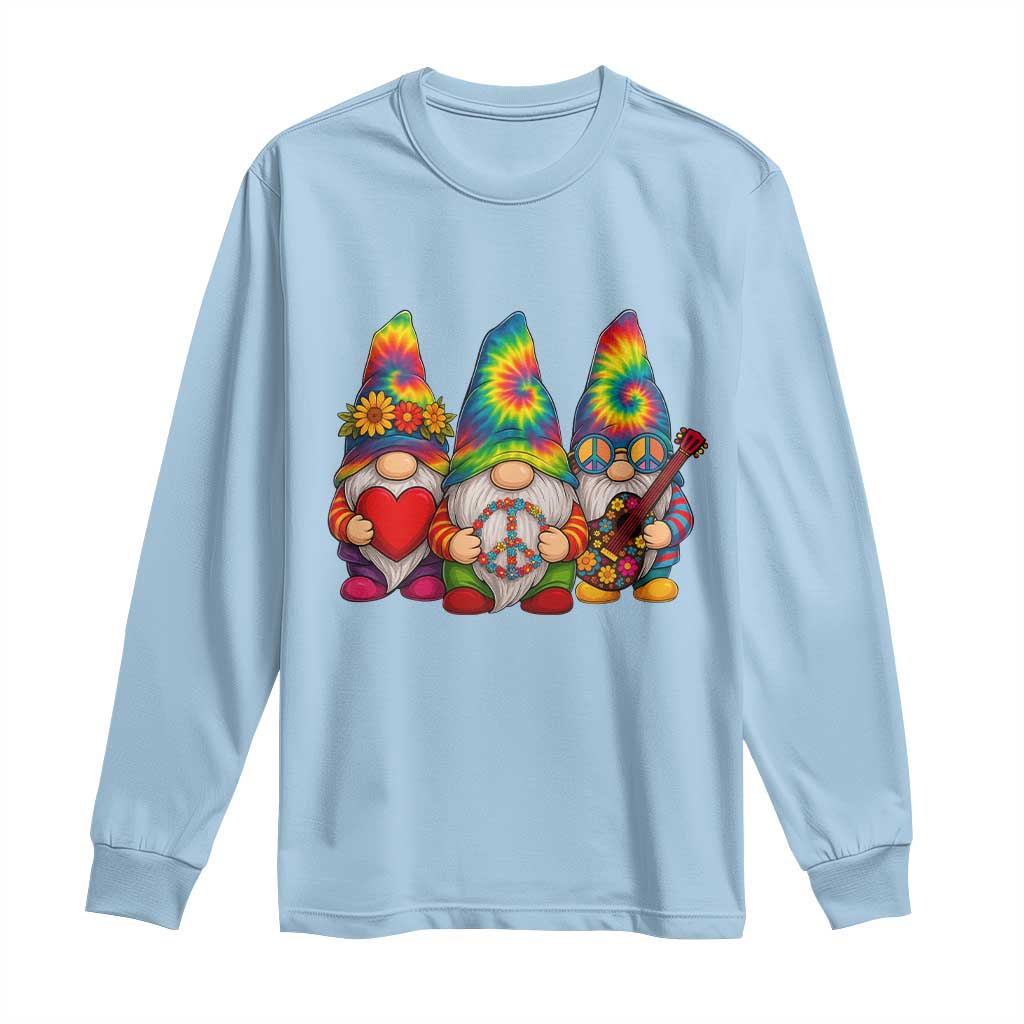 Three Hippie Gnomes Peace Retro Tie Dye Flower Long Sleeve Shirt - Wonder Print Shop