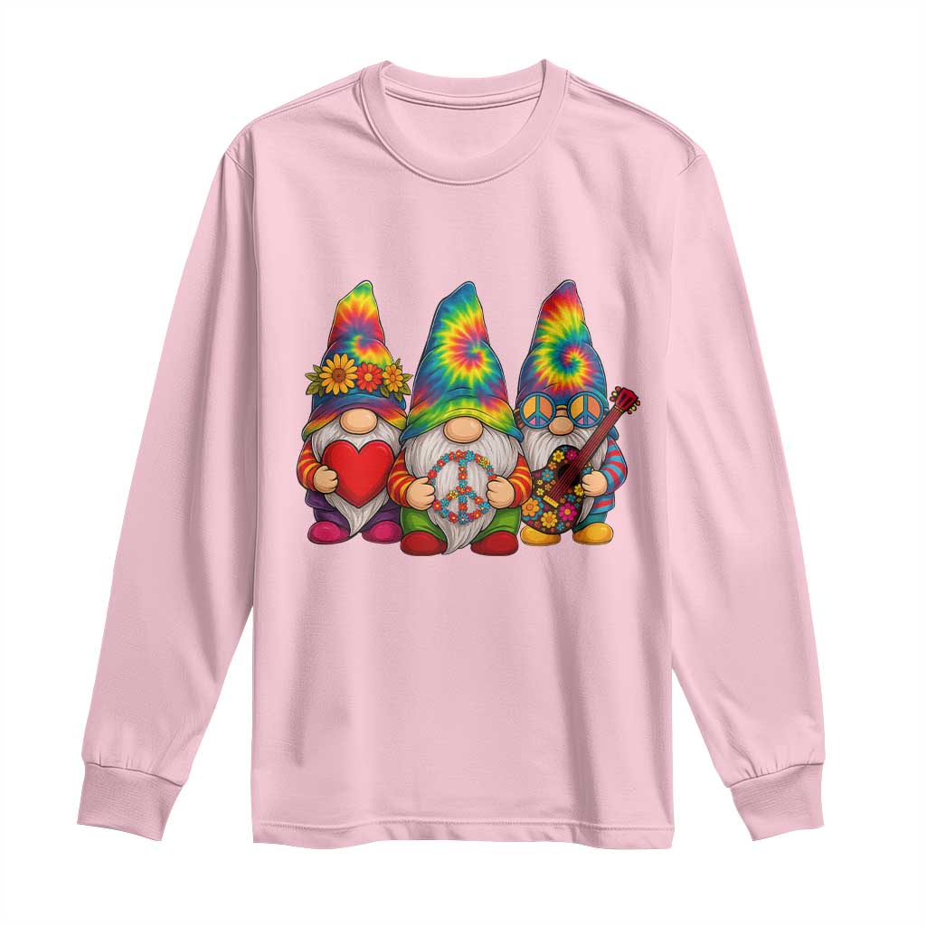 Three Hippie Gnomes Peace Retro Tie Dye Flower Long Sleeve Shirt - Wonder Print Shop