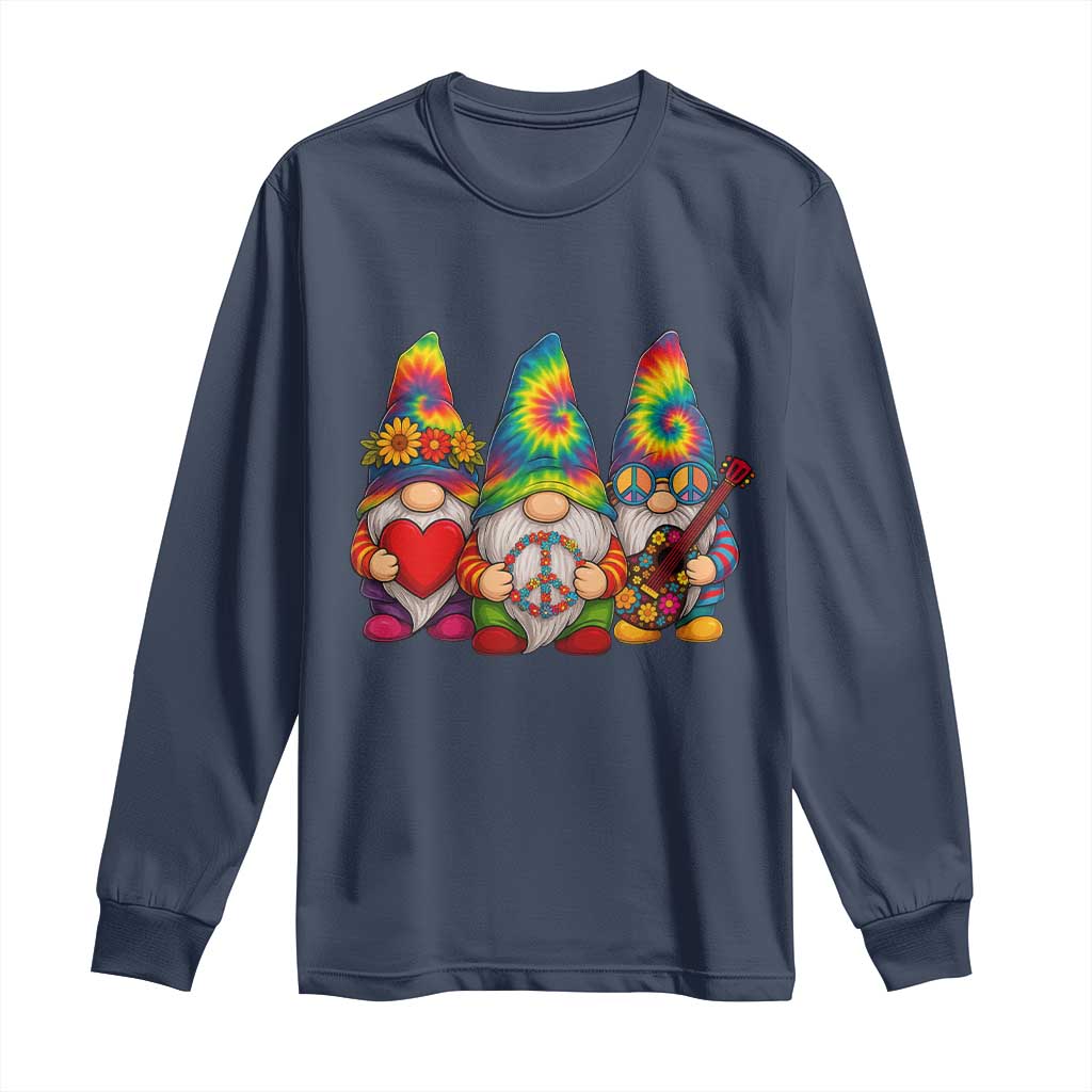 Three Hippie Gnomes Peace Retro Tie Dye Flower Long Sleeve Shirt - Wonder Print Shop