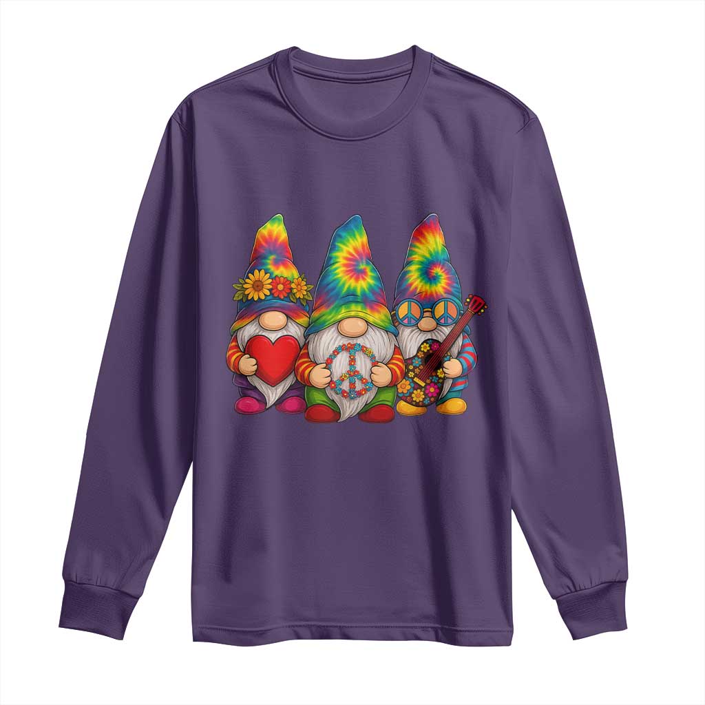 Three Hippie Gnomes Peace Retro Tie Dye Flower Long Sleeve Shirt - Wonder Print Shop
