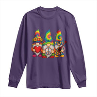 Three Hippie Gnomes Peace Retro Tie Dye Flower Long Sleeve Shirt - Wonder Print Shop