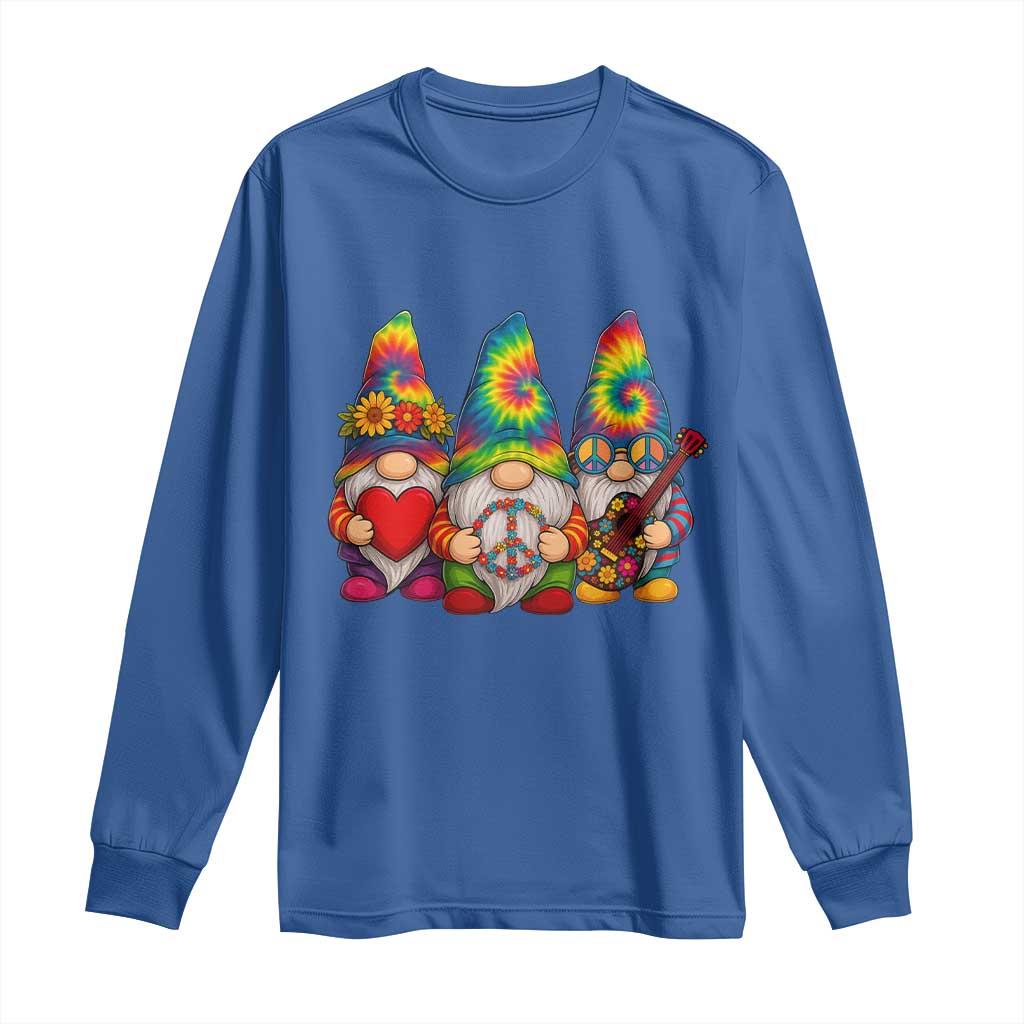 Three Hippie Gnomes Peace Retro Tie Dye Flower Long Sleeve Shirt - Wonder Print Shop
