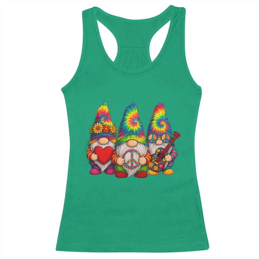 Three Hippie Gnomes Peace Retro Tie Dye Flower Racerback Tank Top - Wonder Print Shop