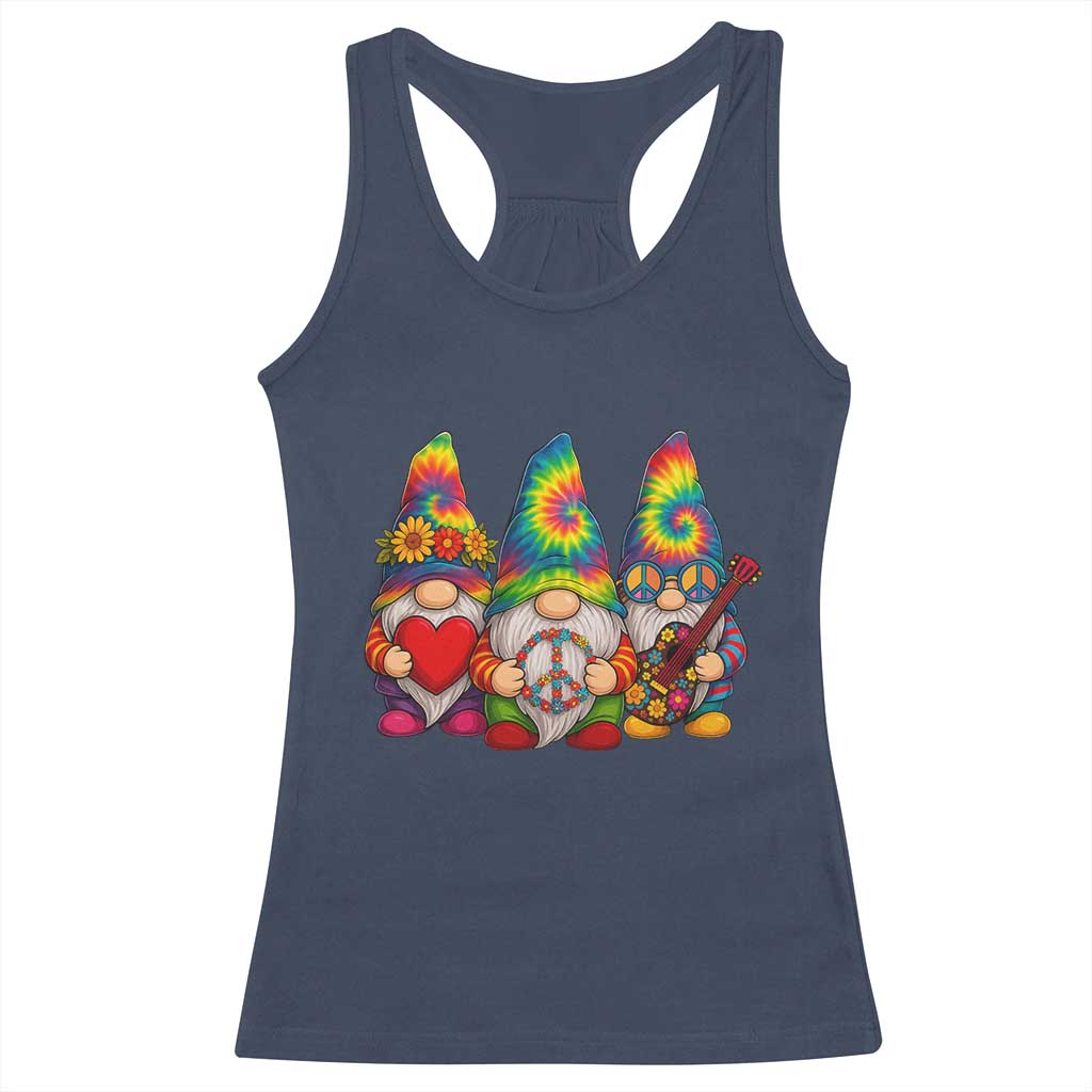 Three Hippie Gnomes Peace Retro Tie Dye Flower Racerback Tank Top - Wonder Print Shop