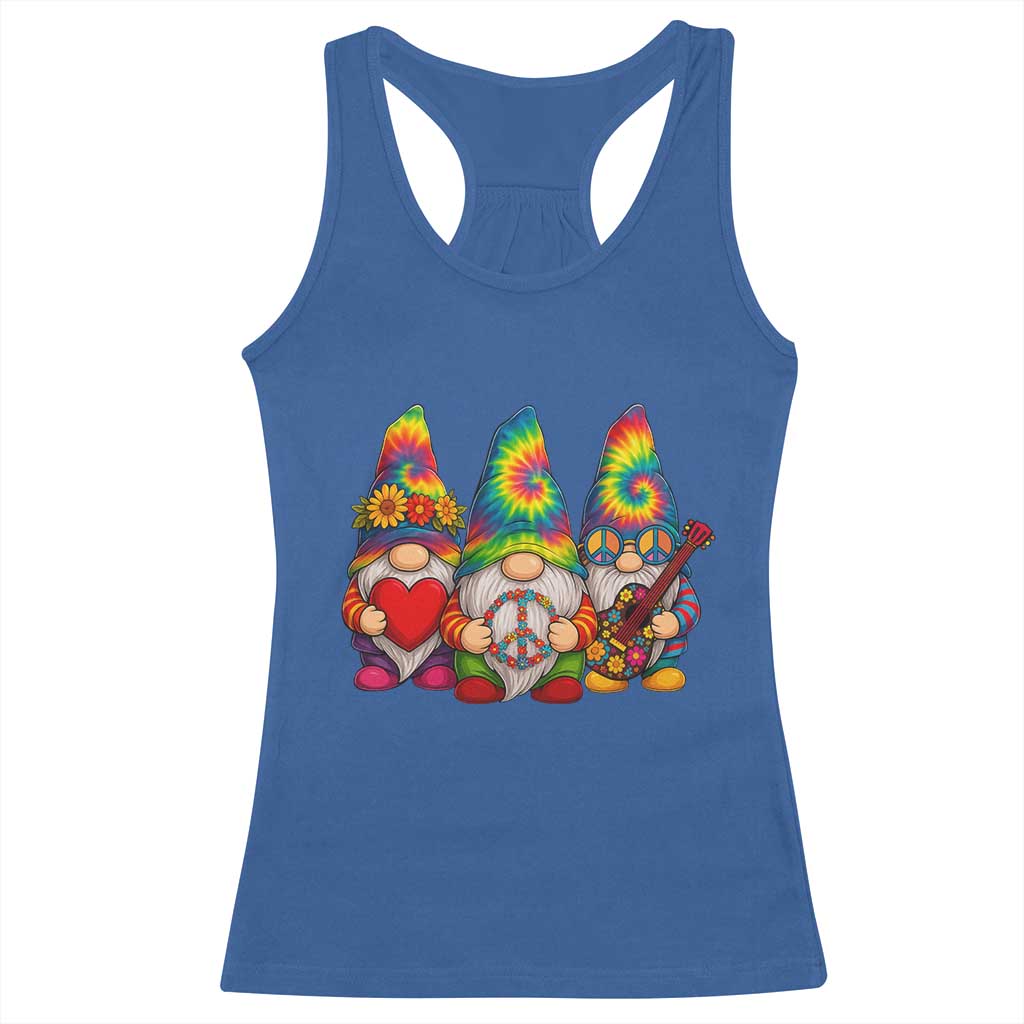 Three Hippie Gnomes Peace Retro Tie Dye Flower Racerback Tank Top - Wonder Print Shop