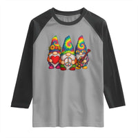 Three Hippie Gnomes Peace Retro Tie Dye Flower Raglan Shirt - Wonder Print Shop