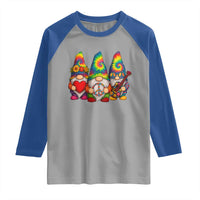Three Hippie Gnomes Peace Retro Tie Dye Flower Raglan Shirt - Wonder Print Shop