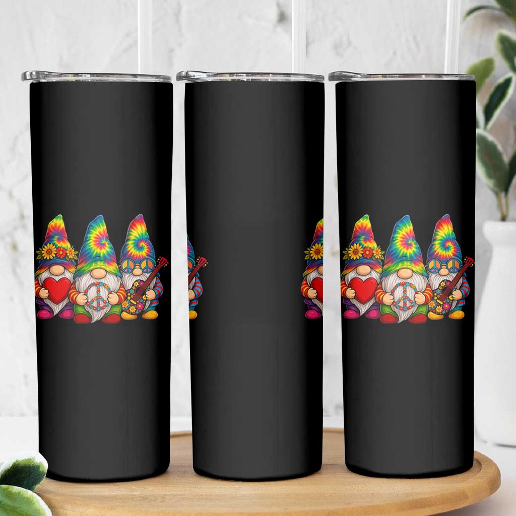 Three Hippie Gnomes Peace Retro Tie Dye Flower Skinny Tumbler - Wonder Print Shop