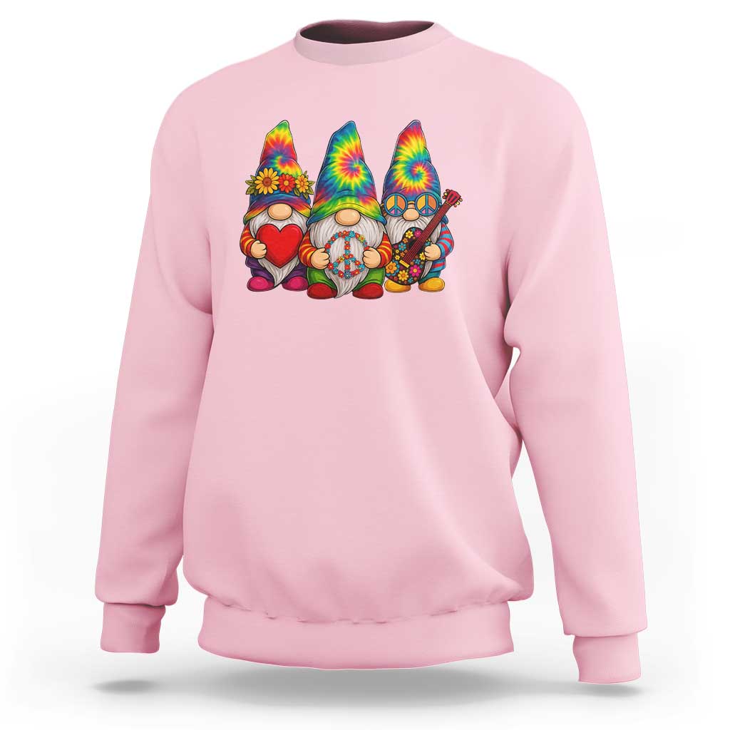 Three Hippie Gnomes Peace Retro Tie Dye Flower Sweatshirt - Wonder Print Shop