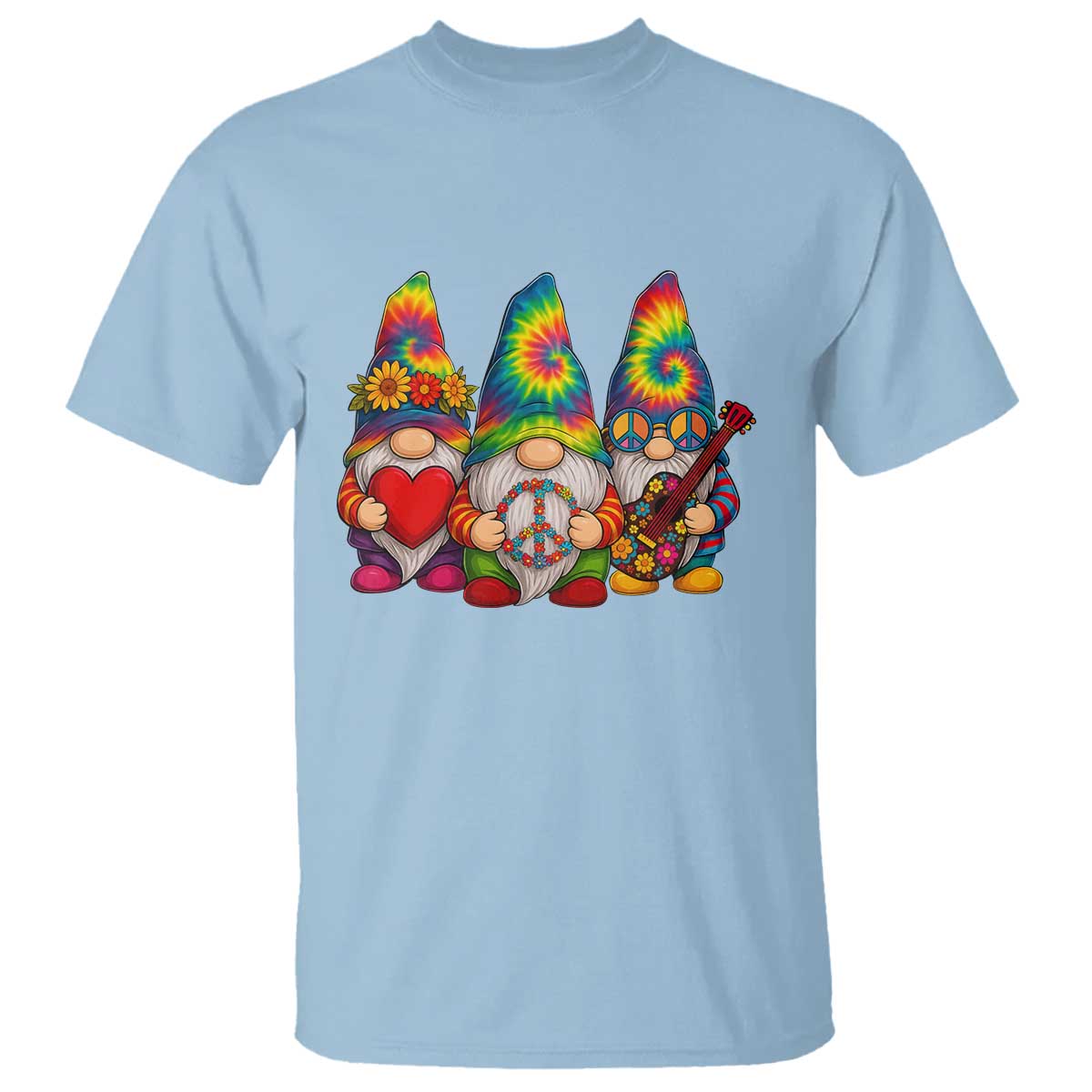 Three Hippie Gnomes Peace Retro Tie Dye Flower T Shirt - Wonder Print Shop
