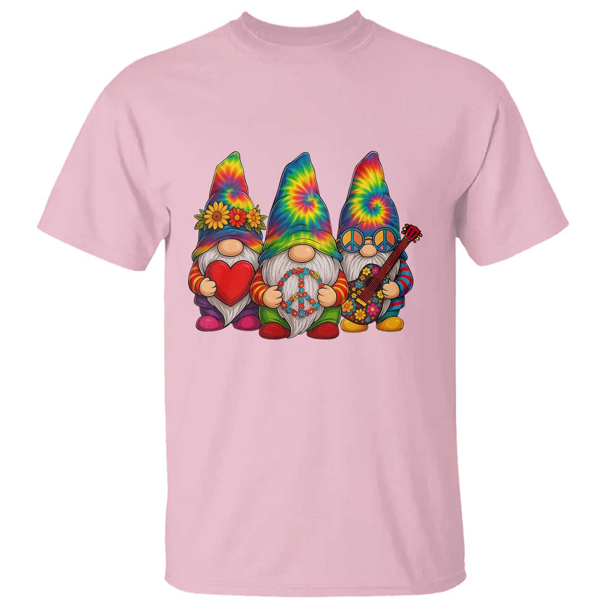 Three Hippie Gnomes Peace Retro Tie Dye Flower T Shirt - Wonder Print Shop