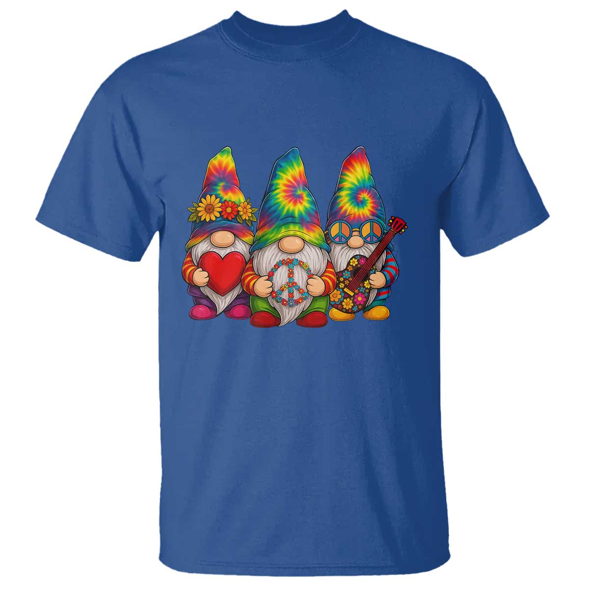 Three Hippie Gnomes Peace Retro Tie Dye Flower T Shirt - Wonder Print Shop