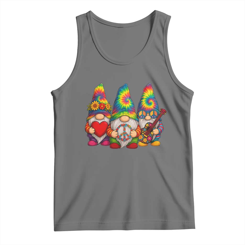 Three Hippie Gnomes Peace Retro Tie Dye Flower Tank Top - Wonder Print Shop