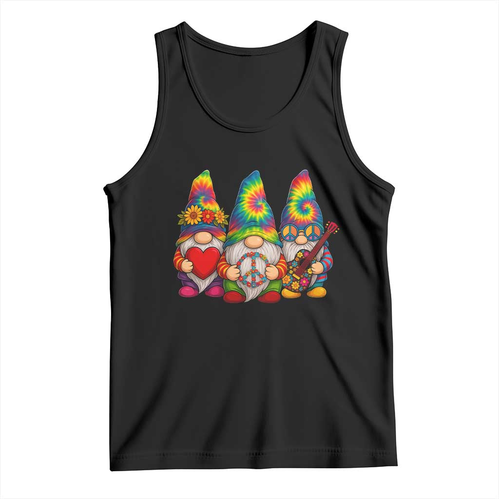 Three Hippie Gnomes Peace Retro Tie Dye Flower Tank Top - Wonder Print Shop