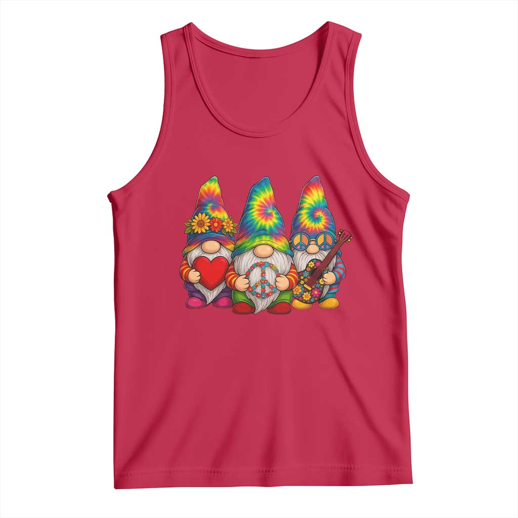Three Hippie Gnomes Peace Retro Tie Dye Flower Tank Top - Wonder Print Shop
