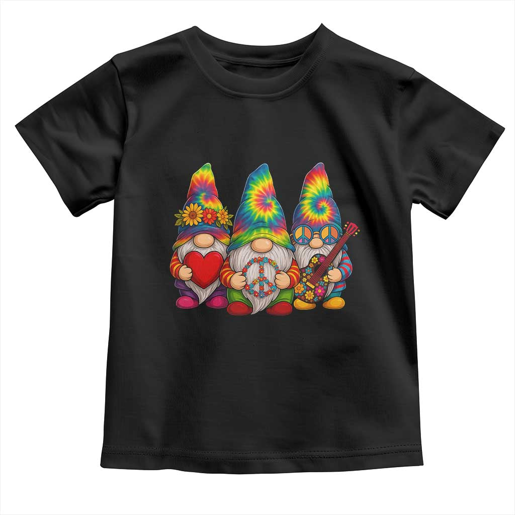 Three Hippie Gnomes Peace Retro Tie Dye Flower Toddler T Shirt - Wonder Print Shop