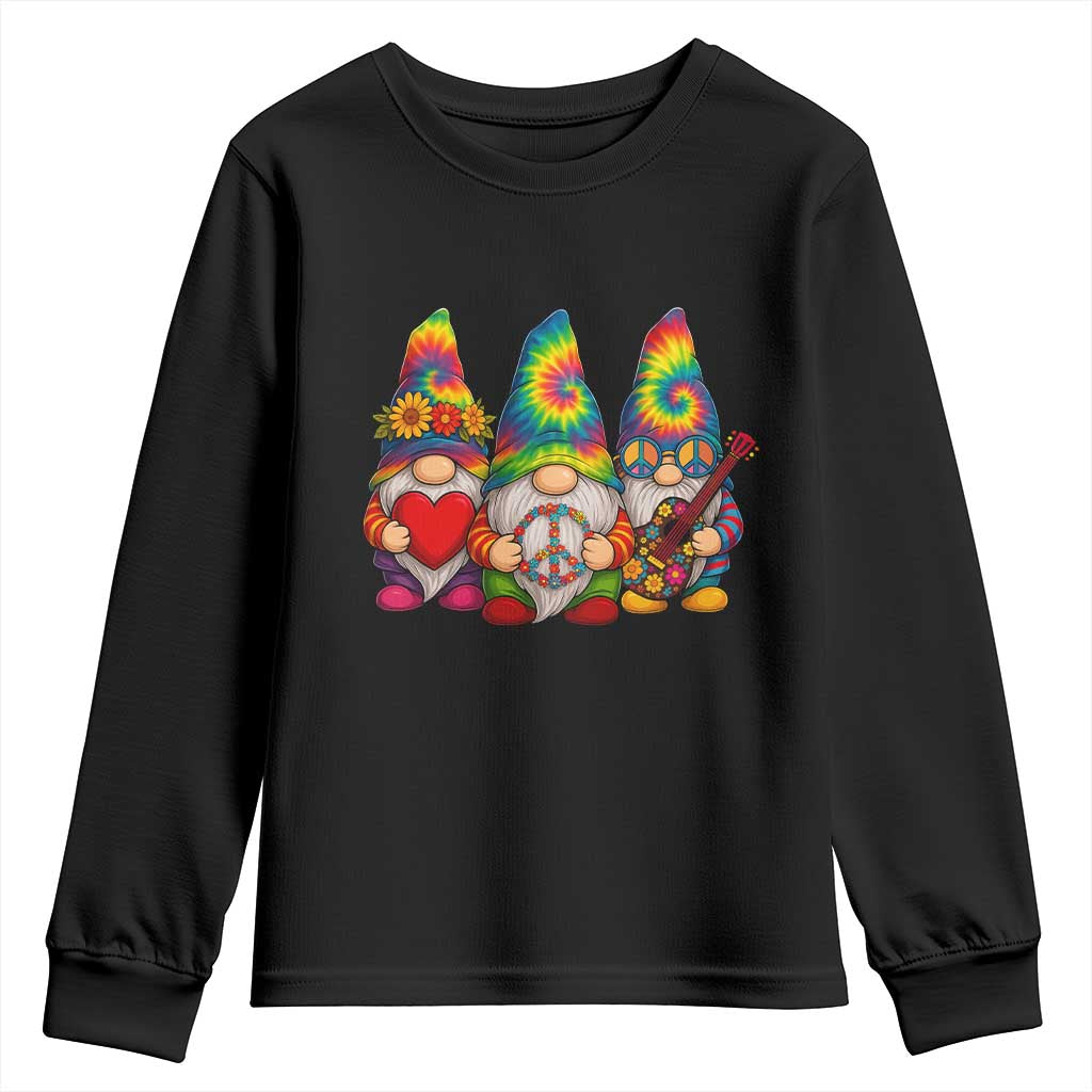 Three Hippie Gnomes Peace Retro Tie Dye Flower Youth Sweatshirt - Wonder Print Shop