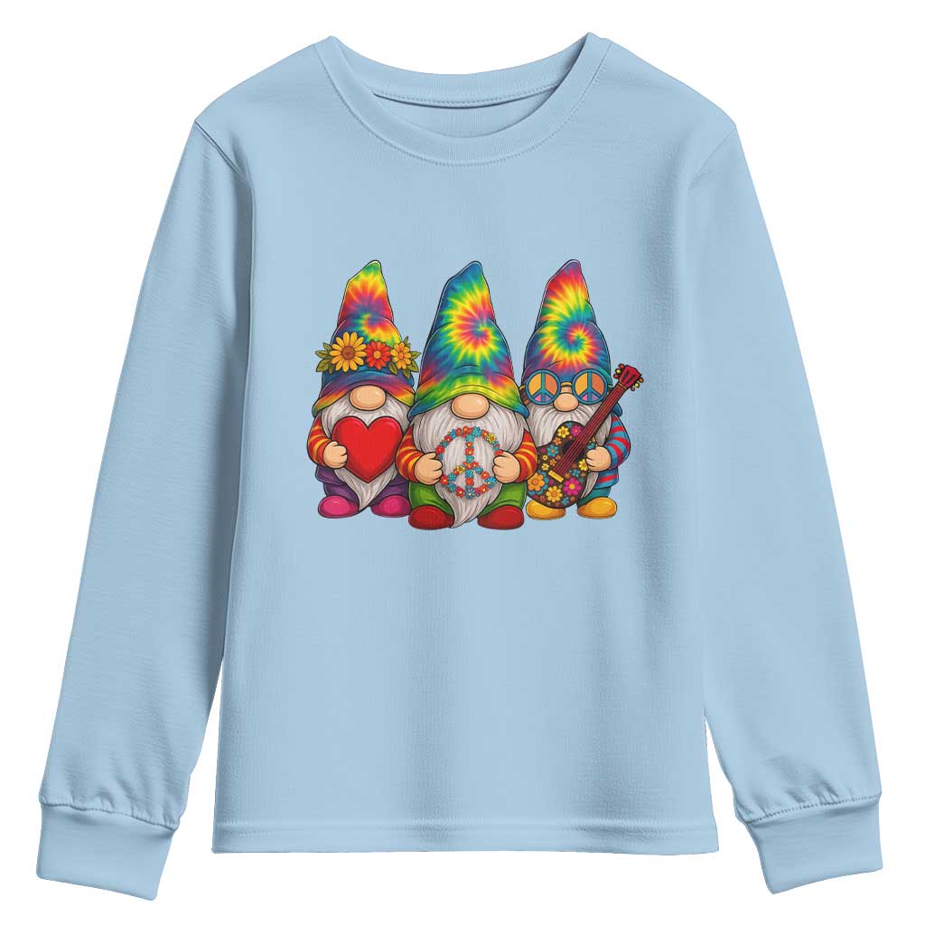 Three Hippie Gnomes Peace Retro Tie Dye Flower Youth Sweatshirt - Wonder Print Shop