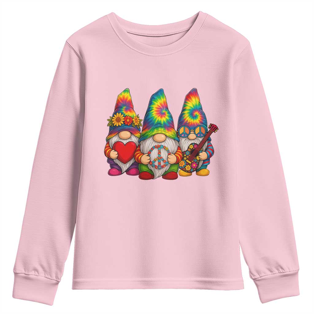 Three Hippie Gnomes Peace Retro Tie Dye Flower Youth Sweatshirt - Wonder Print Shop