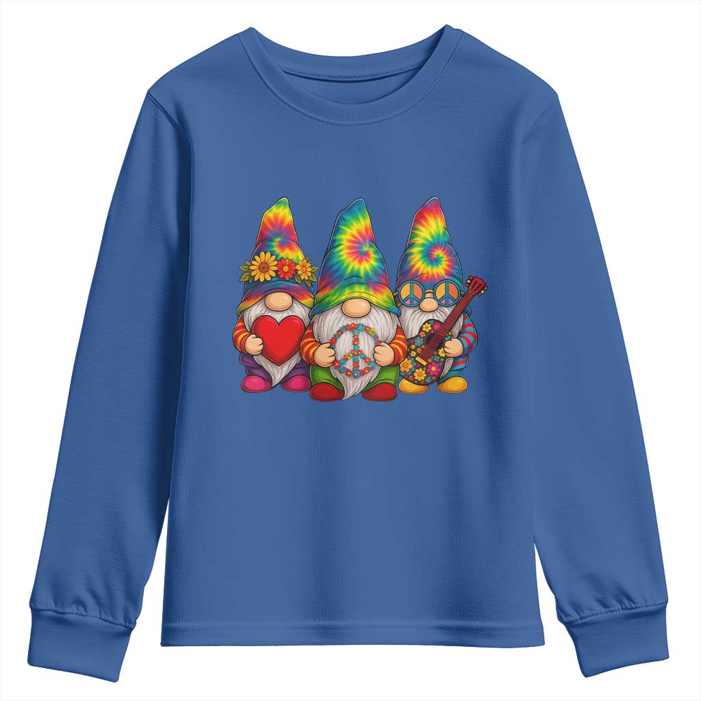 Three Hippie Gnomes Peace Retro Tie Dye Flower Youth Sweatshirt - Wonder Print Shop