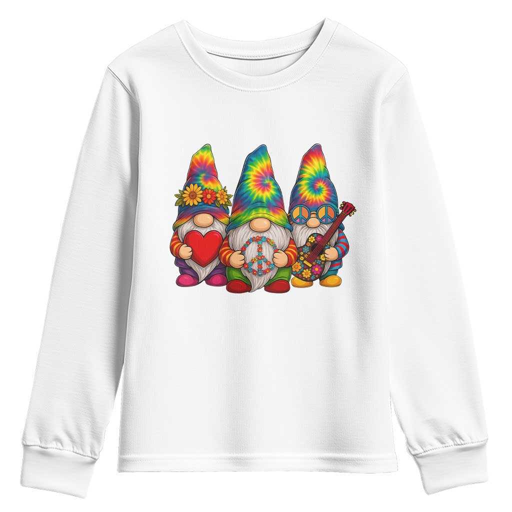 Three Hippie Gnomes Peace Retro Tie Dye Flower Youth Sweatshirt - Wonder Print Shop