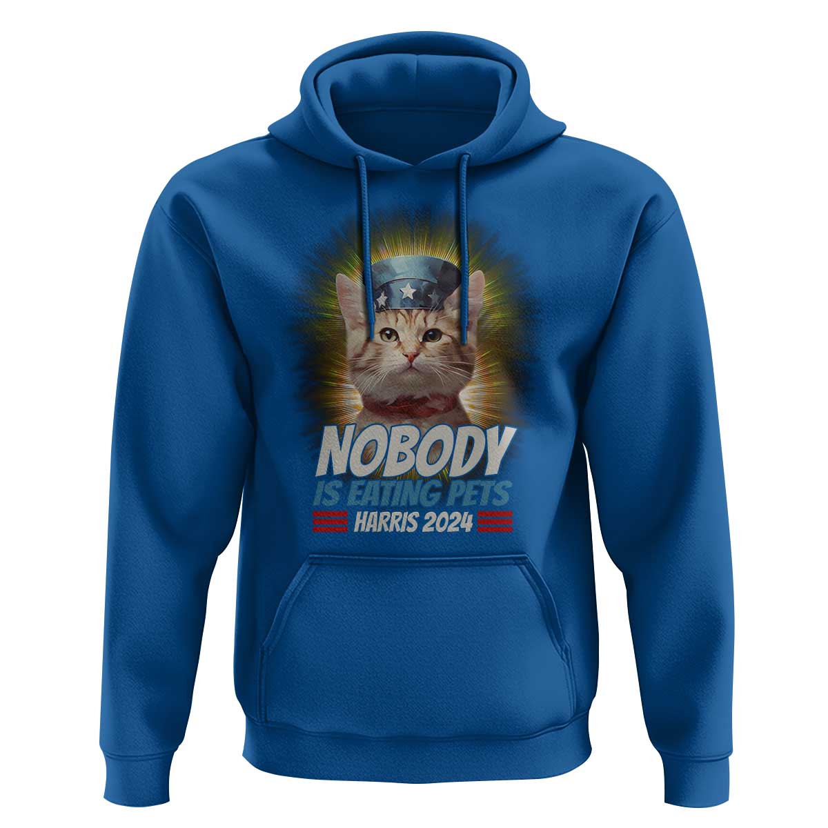 Harris 2024 Hoodie Nobody Is Eating Pets American Flag Cat Hat - Wonder Print Shop