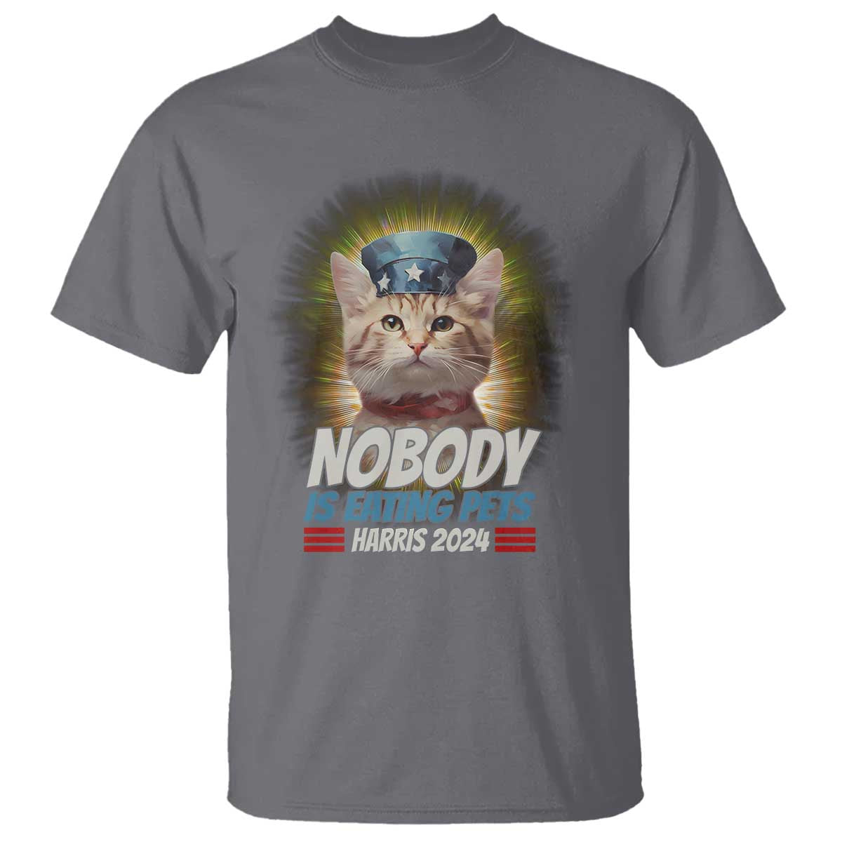 Harris 2024 T Shirt Nobody Is Eating Pets American Flag Cat Hat - Wonder Print Shop