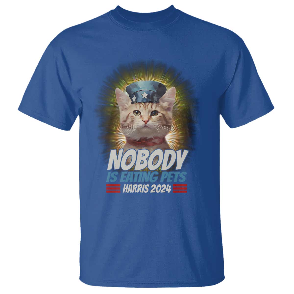Harris 2024 T Shirt Nobody Is Eating Pets American Flag Cat Hat - Wonder Print Shop