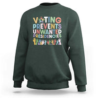 Voting Prevents Unwanted Presidencies Sweatshirt US Presidential Election Political 2024 Hand - Wonder Print Shop