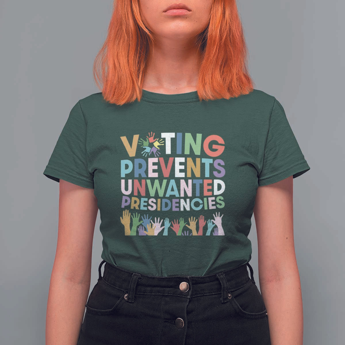 Voting Prevents Unwanted Presidencies T Shirt For Women US Presidential Election Political 2024 Hand - Wonder Print Shop