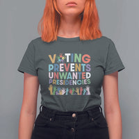 Voting Prevents Unwanted Presidencies T Shirt For Women US Presidential Election Political 2024 Hand - Wonder Print Shop
