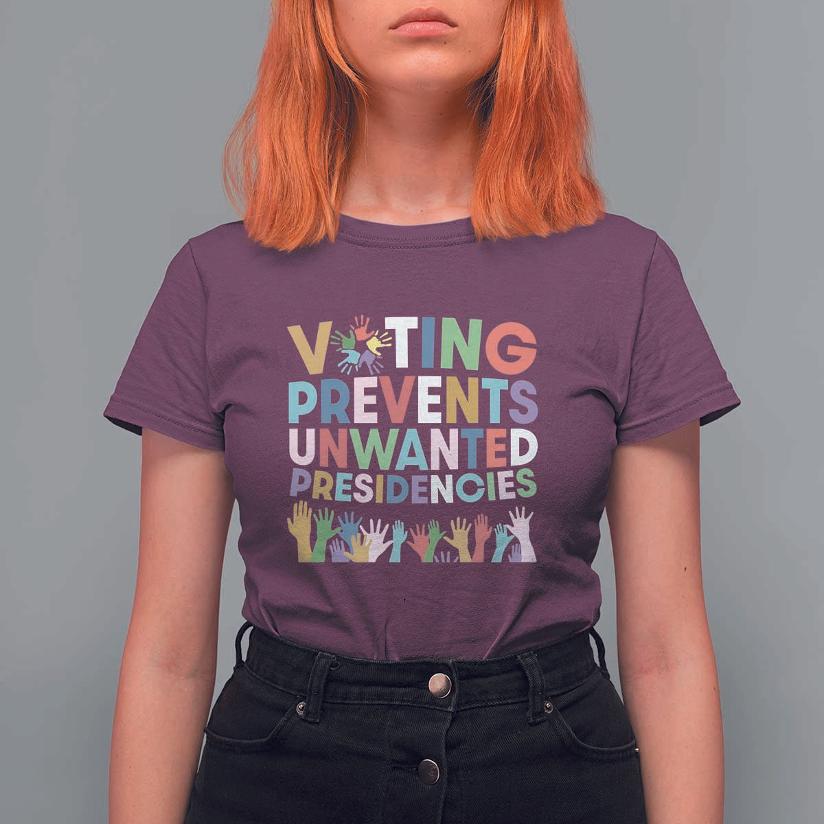 Voting Prevents Unwanted Presidencies T Shirt For Women US Presidential Election Political 2024 Hand - Wonder Print Shop